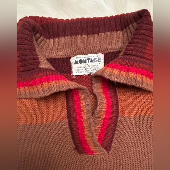 MONTAGE Vintage 70s 80s Retro Fitted Shawl Neck Sweater - Picture 8 of 13